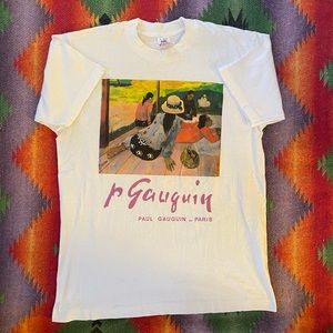 VINTAGE PAUL GAUGUIN ART T SHIRT SIZE LARGE GREAT CONDITION WHITE SINGLE STITCH